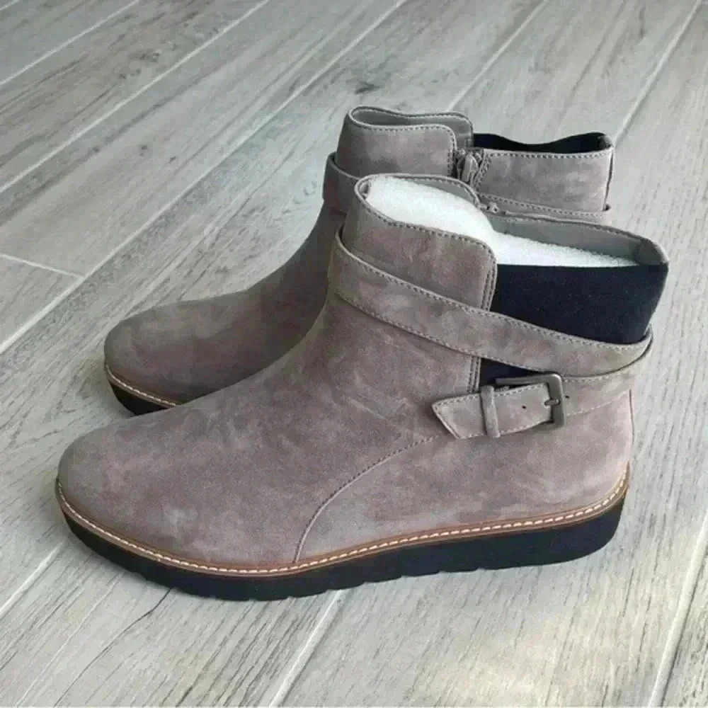 Naturalizer Flatform Leather Ankle Boots - Aster - Picture 3 of 11